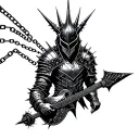 The knight whose spikes on the helmet and in the arm of the electrihitar is the adult of the arrow case, in the second hand a chain that breaks tattoo design idea