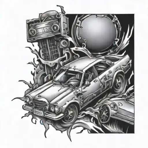 car crash tattoo design idea