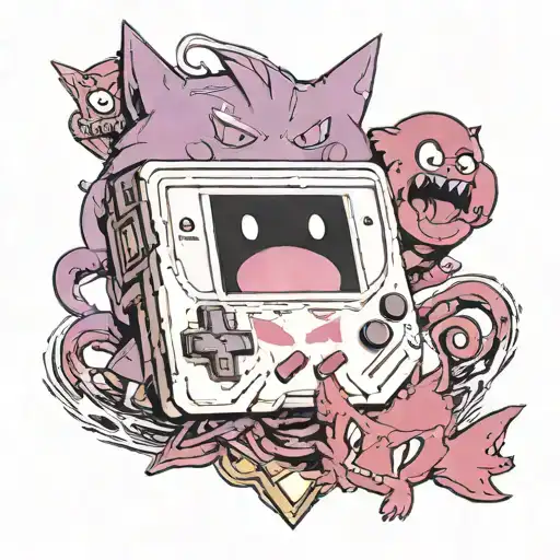 A Gengar exiting a gameboy tattoo design idea