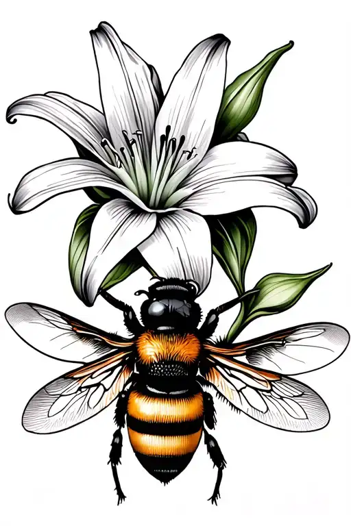 lily and bee tattoo design idea