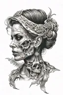 skull woman face look tattoo design idea