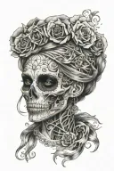 skull woman face look tattoo design idea