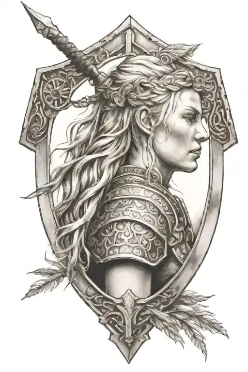 shield maiden tattoo design idea