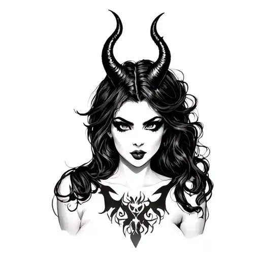sexy demon girl tattoo design idea