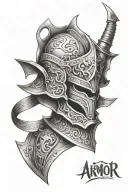 armor enclosing thoughts tattoo design idea