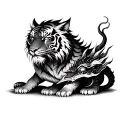 Incorporate surgical tools into a design featuring a tiger and dragon, representing precision and skill tattoo design idea
