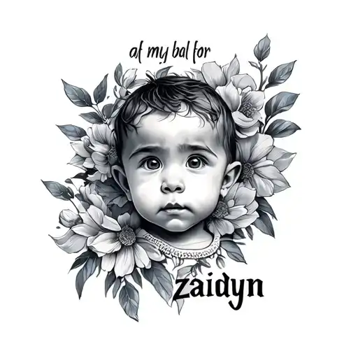 "zaidyn" memorial for my baby nephew  tattoo design idea