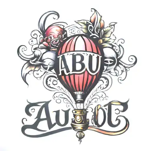 Abu name with balloon design  tattoo design idea