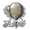 Abu name with balloon design  tattoo design idea
