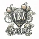 Abu name with balloon design  tattoo design idea