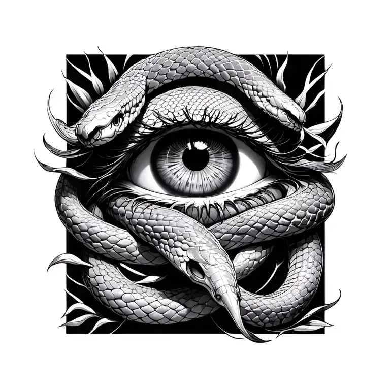 eye and snakes tattoo design idea