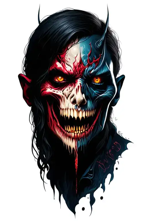 numb good and evil tattoo design idea