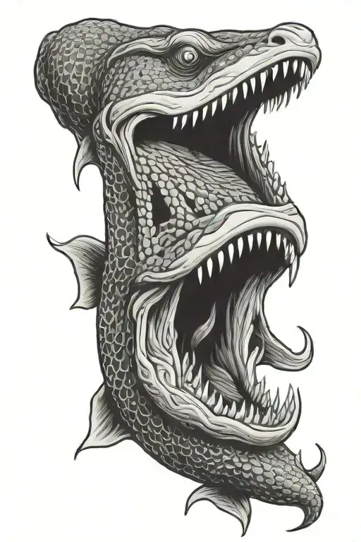 moray eel tangled mouth open tattoo design idea
