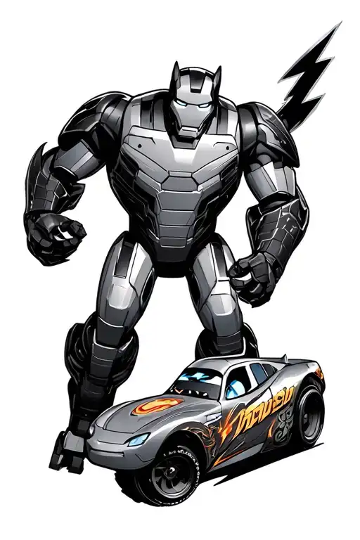 leg sleeve that includes Ironman lightning McQueen toothless Walle and insterstellar  tattoo design idea