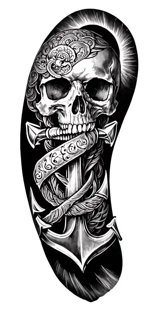 paisley with anchor  tattoo design idea