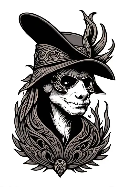 western tooled leather tattoo design idea