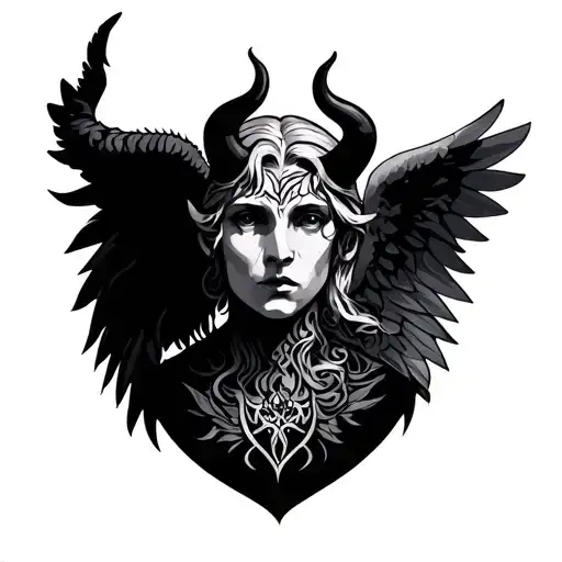 Devil And Angel Neck tattoo design idea