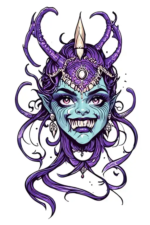 siren evil face tattoo tattoo design idea