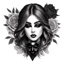 gemini sister holding a mask holding tattoo design idea