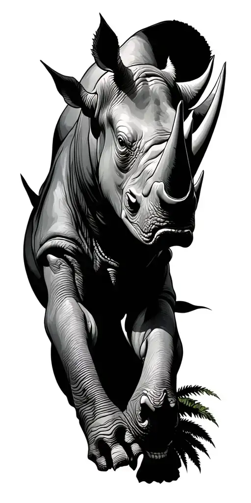 rhinoceros woods surrounded tattoo design idea