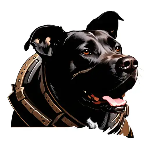 a mix of labrador and weimaraner dog with armor tattoo design idea