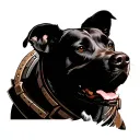 a mix of labrador and weimaraner dog with armor tattoo design idea