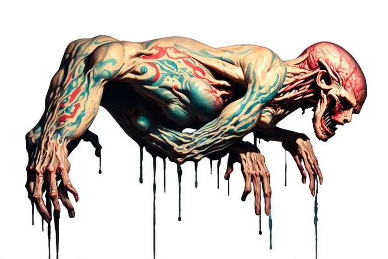 Demons prisoners in the body tattoo design idea