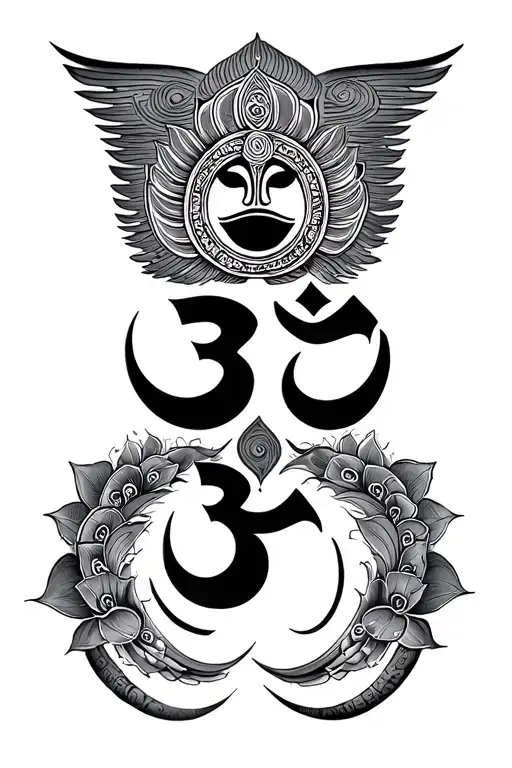 minimal trishul Om and damru along tattoo design idea