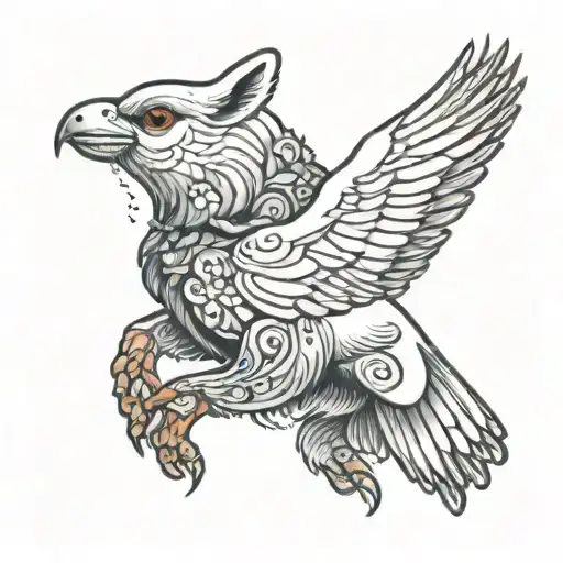 running bear and white dove tattoo design idea