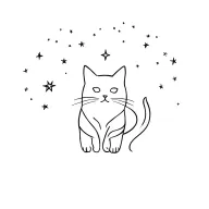 cat and star filled sky tattoo design idea