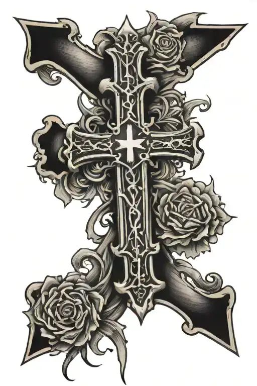 spine cross bible verse written tattoo design idea
