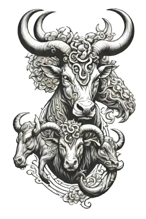 Taurus mother 2 Capricorn and 3 cancer zodiac sign tattoo design idea