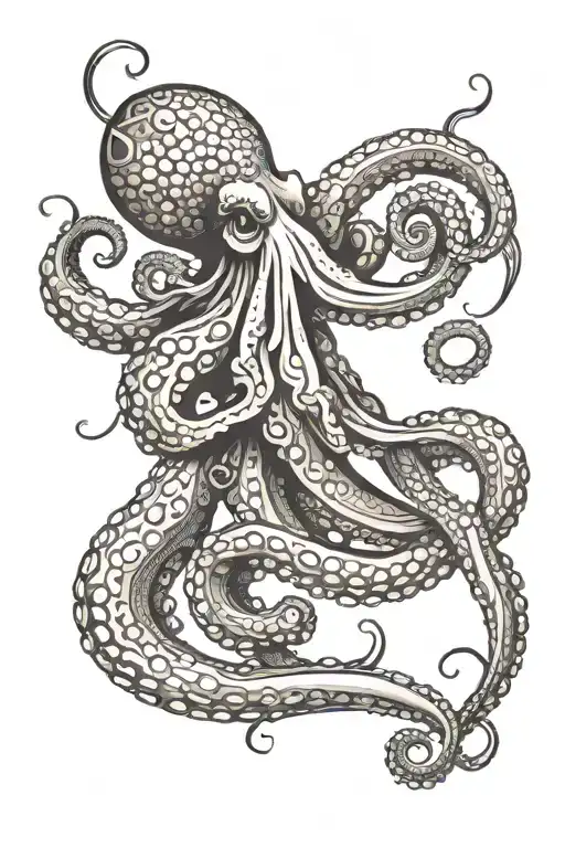 sexy Latina octopus wrapping its tentacles tattoo design idea