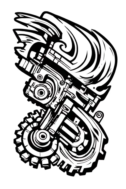 way finder gearhead mechanic tattoo design idea