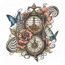 sheet music, DNA and time heals all tattoo design idea