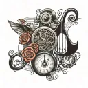 sheet music, DNA and time heals all tattoo design idea