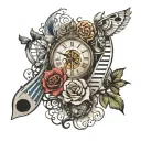 sheet music, DNA and time heals all tattoo design idea