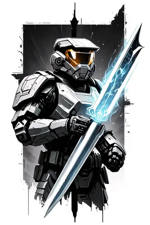 master chief energy sword tattoo design idea