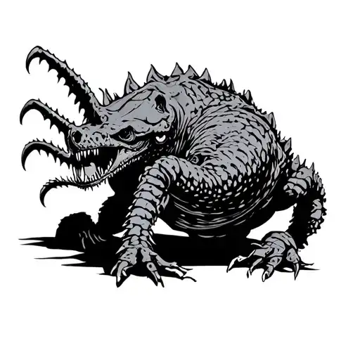 krakin crawling sideways tattoo design idea