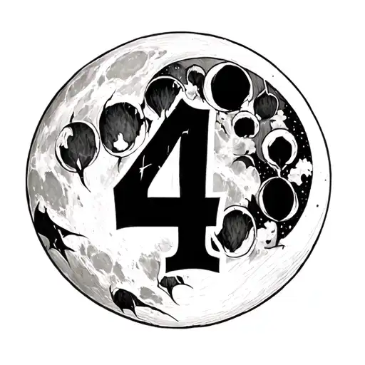 Evil Number 4 Moon tattoo design idea