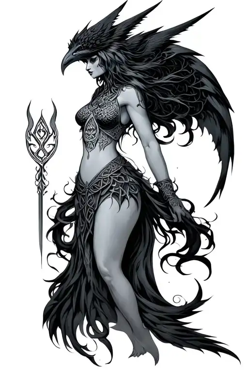 Celtic goddess Morrigan tattoo design idea