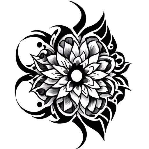 highly detailed, tribal patterns, balance meaning. tattoo design idea