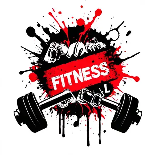 dumbells and the word "fitness" tattoo design idea