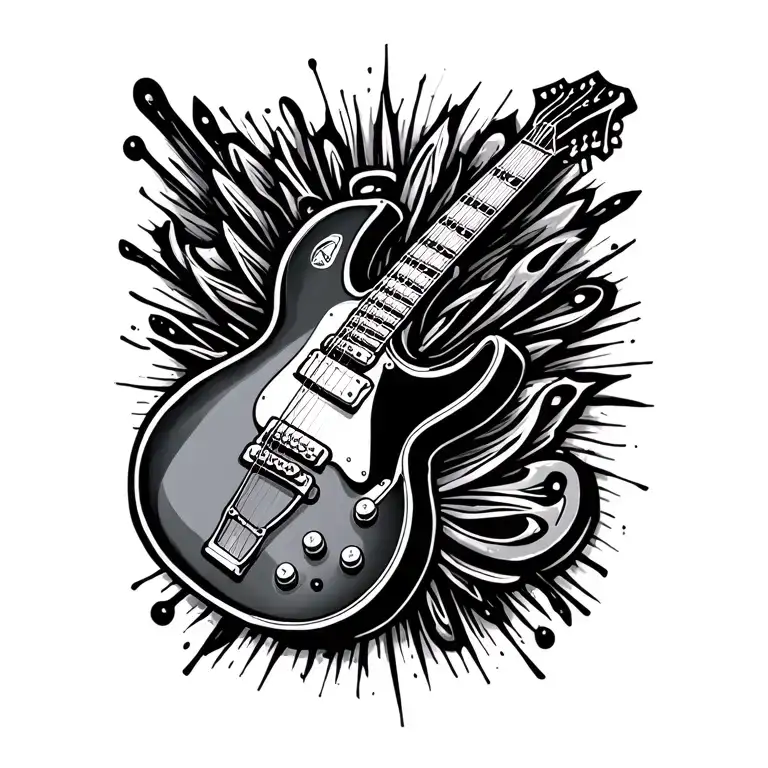 simple guitar outline with the letter J incorporated in the design tattoo design idea