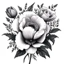 Rose And Tulip lily peonie. lavender, poppies tattoo design idea