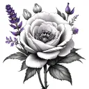 Rose And Tulip lily peonie. lavender, poppies tattoo design idea