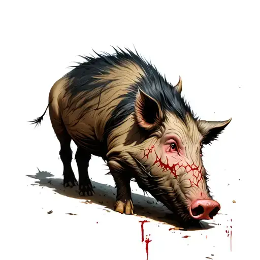 battle worn wart hog with scars tattoo design idea