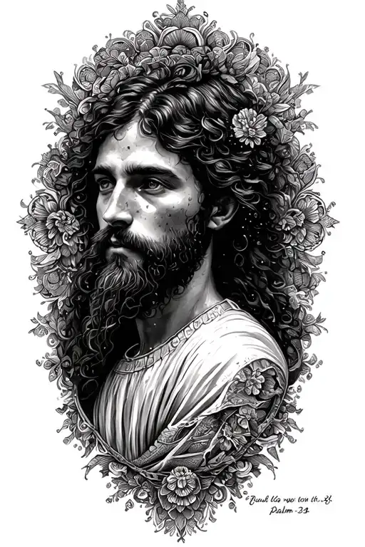 bible verse psalm 23:4 surrounding tattoo design idea