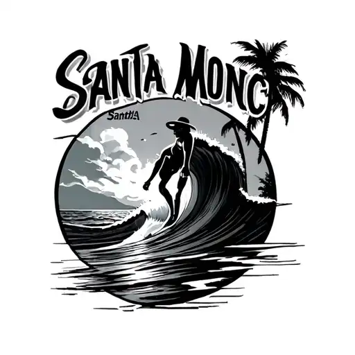 Santa Monica surf tattoo design idea