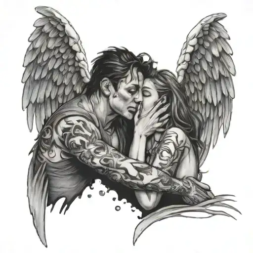 Car crash survivor kissed by an angel tattoo design idea